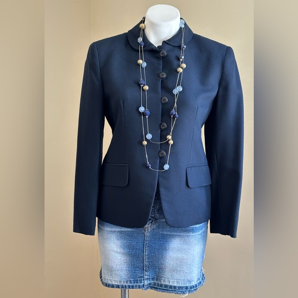 Jones New York Vintage Blue Round collar Button Down Wool BlazerJacket Sz 6P - Picture 2 of 14